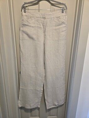 Chico's Wide-Leg Linen Pants in Light Beige